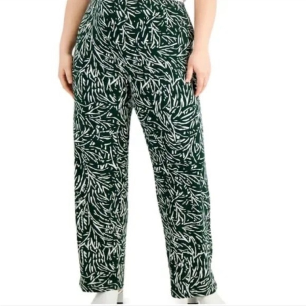 Alfani Women’s Size 3X Wide Leg Green Patterned Pants